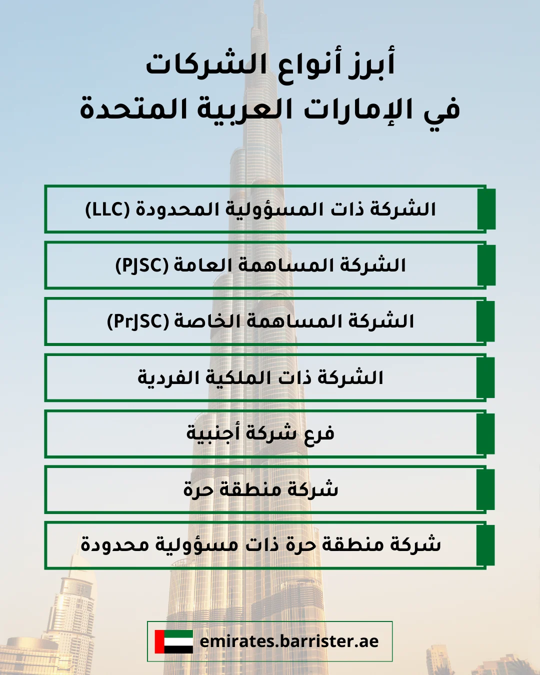أبرز أنواع الشركات في الإمارات العربية المتحدة