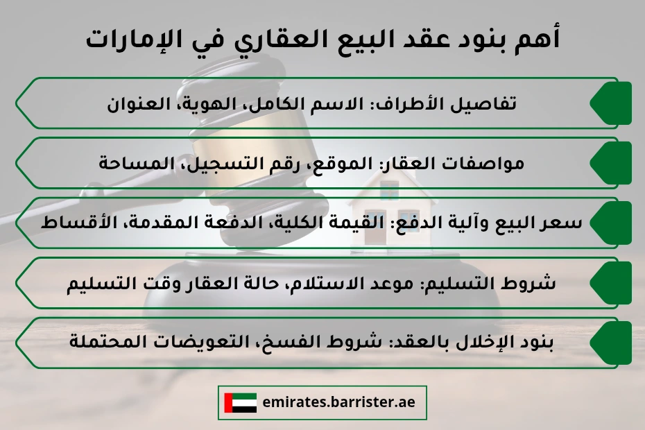 أهم بنود عقد البيع العقاري في الإمارات
